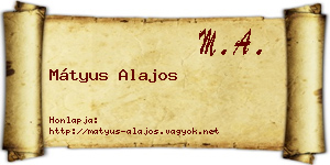 Mátyus Alajos névjegykártya